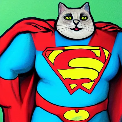 Image similar to fat cat superhero, detailed painting