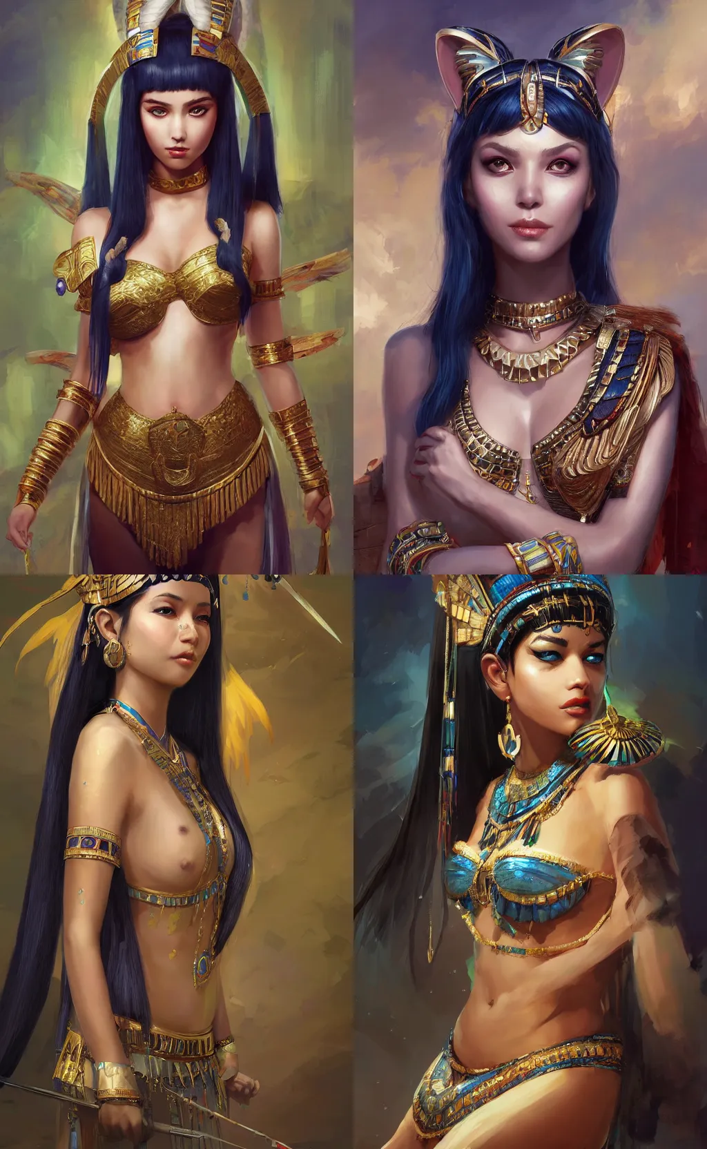 Prompt: An beautiful digital painting of Ssunbiki as Cleopatra with cat ears, by Stanley Artgerm Lau, WLOP, Rossdraws, James Jean, Andrei Riabovitchev, Marc Simonetti, and Sakimichan, tranding on artstation