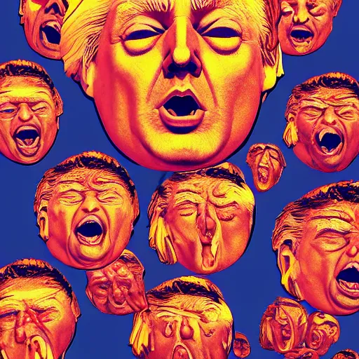 Prompt: donald trump as the sun looking over a field of screaming teenagers. digital painting, high detail, 8 k, film still