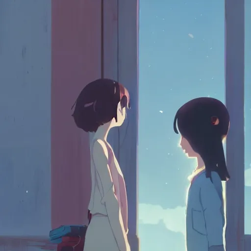 Image similar to an untold love story, during the lockdown period, the two couples gonna miss each other, cory loftis, james gilleard, atey ghailan, makoto shinkai, goro fujita, studio ghibli, rim light, exquisite lighting, clear focus, very coherent, plain background