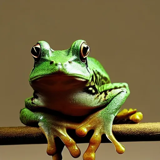 Prompt: a cat - frog - hybrid, animal photography