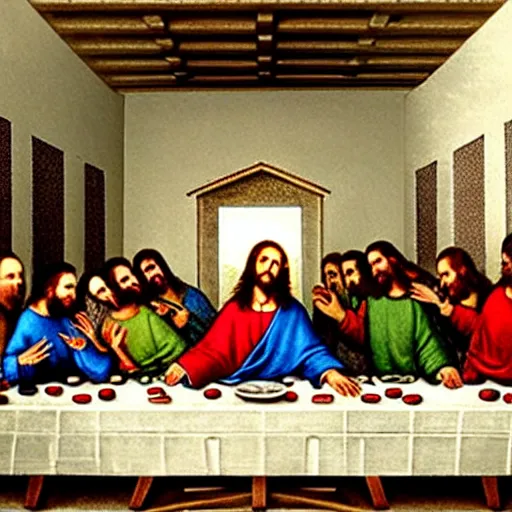 Prompt: The Last Supper but Jesus is gone