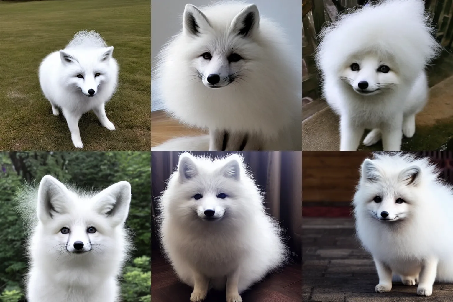 Prompt: white - haired fox, poofy fluffy round boy like a cloud cotton ball fluff static afro