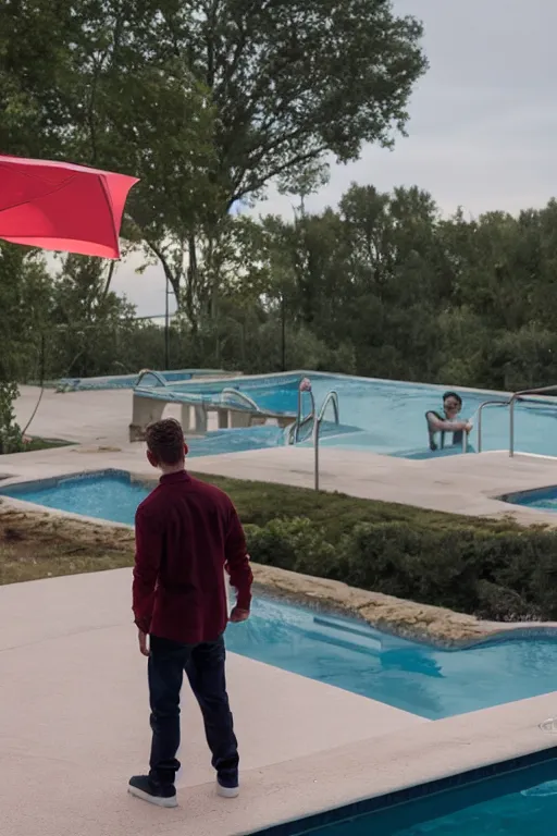 Prompt: gavin casalegno standing on the diving board, red weapon 8 k s 3 5, cooke anamorphic / i lenses, highly detailed, cinematic lighting