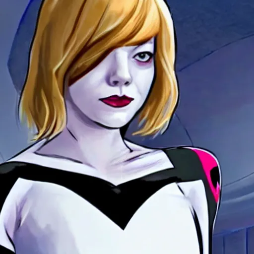 Prompt: Emma Stone as Spider-Gwen Ghost-Spider Gwen Stacey in the Marvel Cinematic Universe