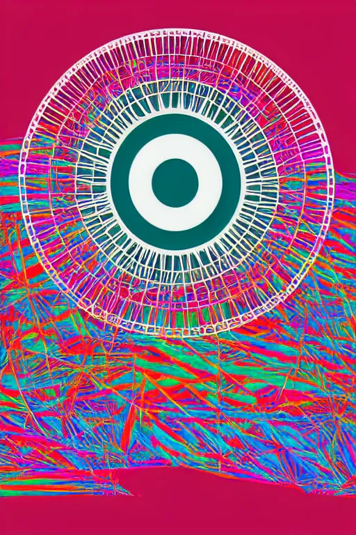 Image similar to minimalist boho style art of colorful london eye, illustration, vector art