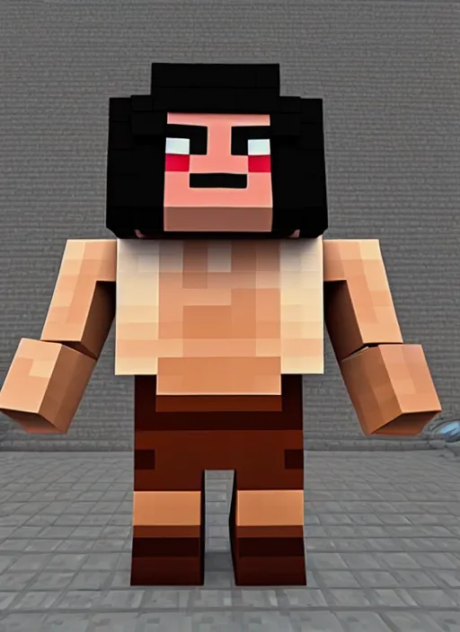 Image similar to andre the giant in minecraft