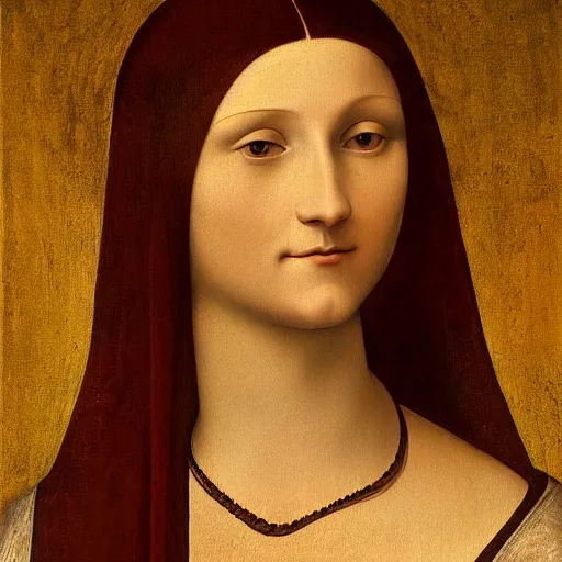 Prompt: portrait of a beautiful woman, oil painting by Da Vinci