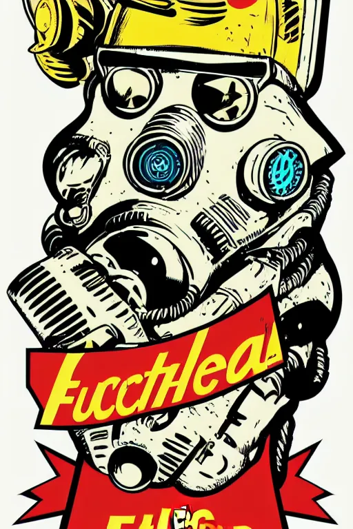 Image similar to fallout 7 6 retro futurist illustration art by butcher billy, sticker, colorful, illustration, highly detailed, simple, smooth and clean vector curves, no jagged lines, vector art, smooth andy warhol style