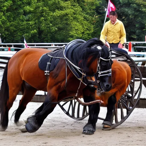 Prompt: a horse pulling a canon