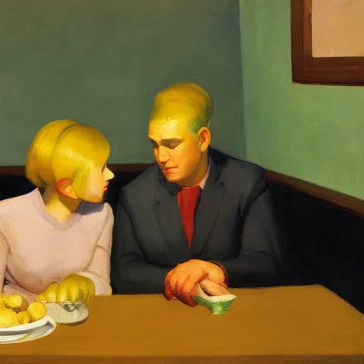 Image similar to caesar salad painted by edward hopper