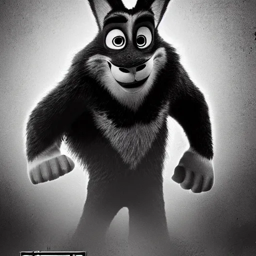 Image similar to Gritty black and white mugshot of Nick from Zootopia