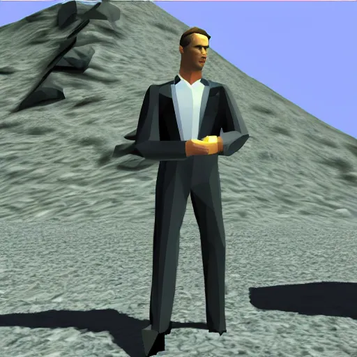 Prompt: daniel craig as james bond in goldeneye 0 0 7 low poly n 6 4 screenshot