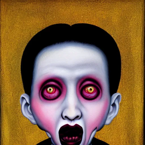 Image similar to painting in the style of mark ryden, marilyn manson crying