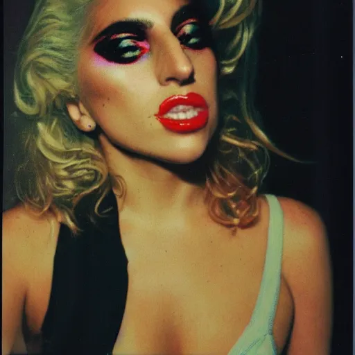 Image similar to polaroid of lady gaga in the 80s, disco setting , Highly realistic. High resolution. Highly detailed. Dramatic. 8k.4k