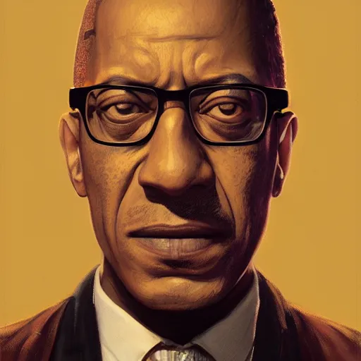 Prompt: a portrait of Gus Fring from Breaking Bad, oil painting, Greg Rutkowski, Charlie Bowater, Beeple, unreal 5, DAZ, hyperrealistic, octane render, RPG portrait, dynamic lighting, fantasy art, beautiful face