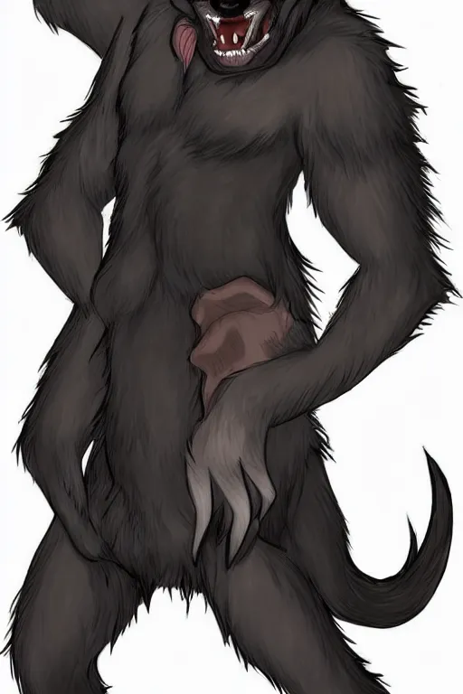 Image similar to a werewolf, fursona!!!!, by kawacy, trending on furaffinity, full body, furry art