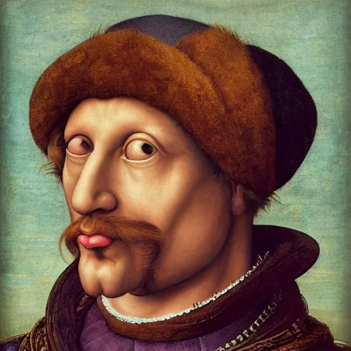 Image similar to portrait of a renaissance muppet.