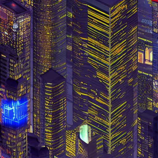 Prompt: Large and vast cyberpunk city, photo mosaic