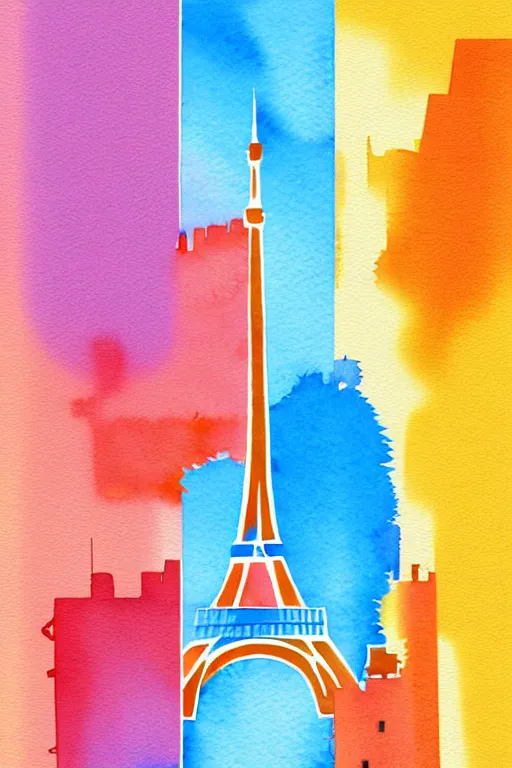 Image similar to minimalist watercolor art of paris, illustration, vector art