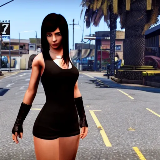 Prompt: Tifa Lockheart as seen on the GTA V loading screen