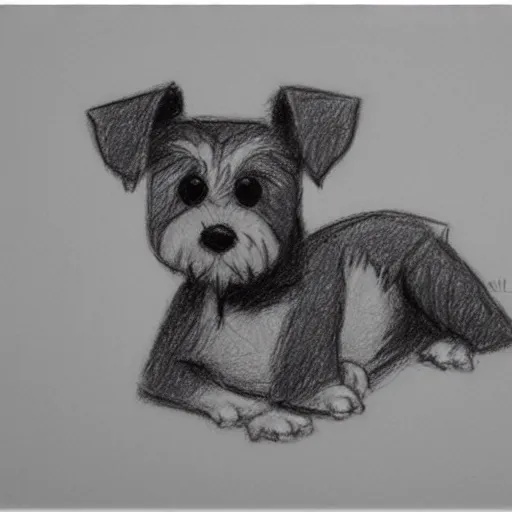 Image similar to milt kahl pencil sketch of happy mini schnauzer