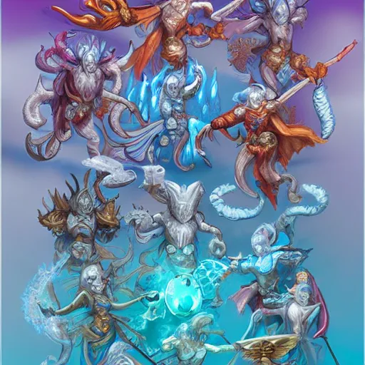 Prompt: water elementals, d & d style, trending on artstation, colorful, intricate,