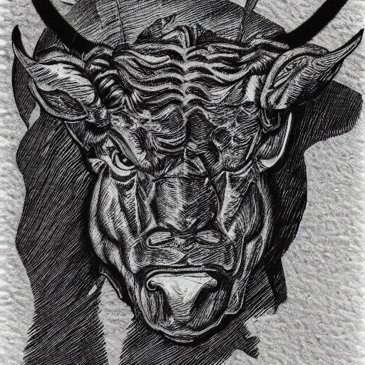 Image similar to a crosshatch minotaur.