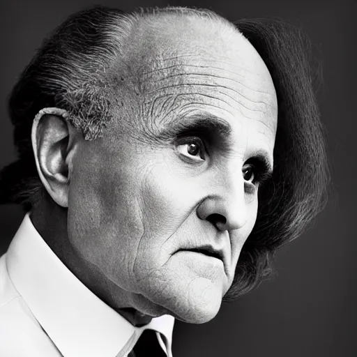 Image similar to stunning award-winning photo of glamorous Rudy Giuliani with long elegant hair by Alessio Albi, hd 4k photo contest winner