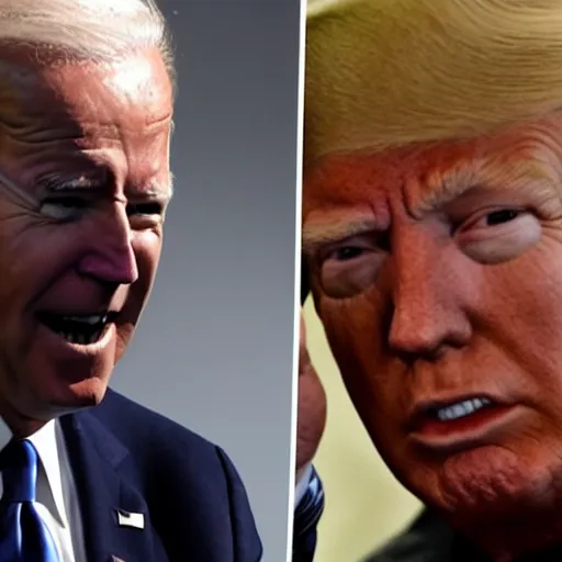 Prompt: joe biden as the terminator hunting down donald trump