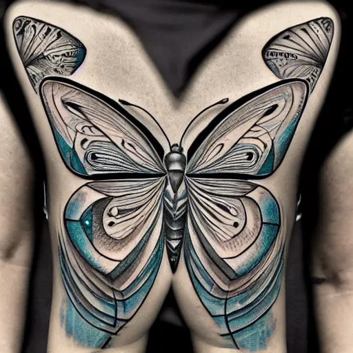 Prompt: chaos equation drawn as a butterfly, neotribal, highly detailed, complicated, tattoo