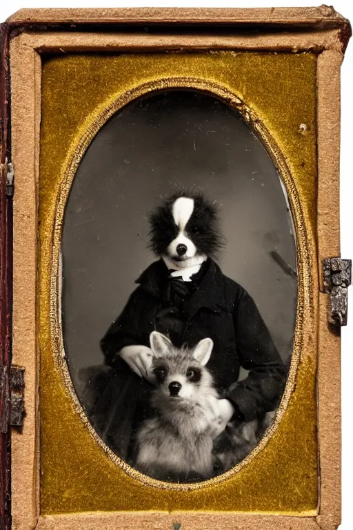 Image similar to daguerreotype of bad taxidermy