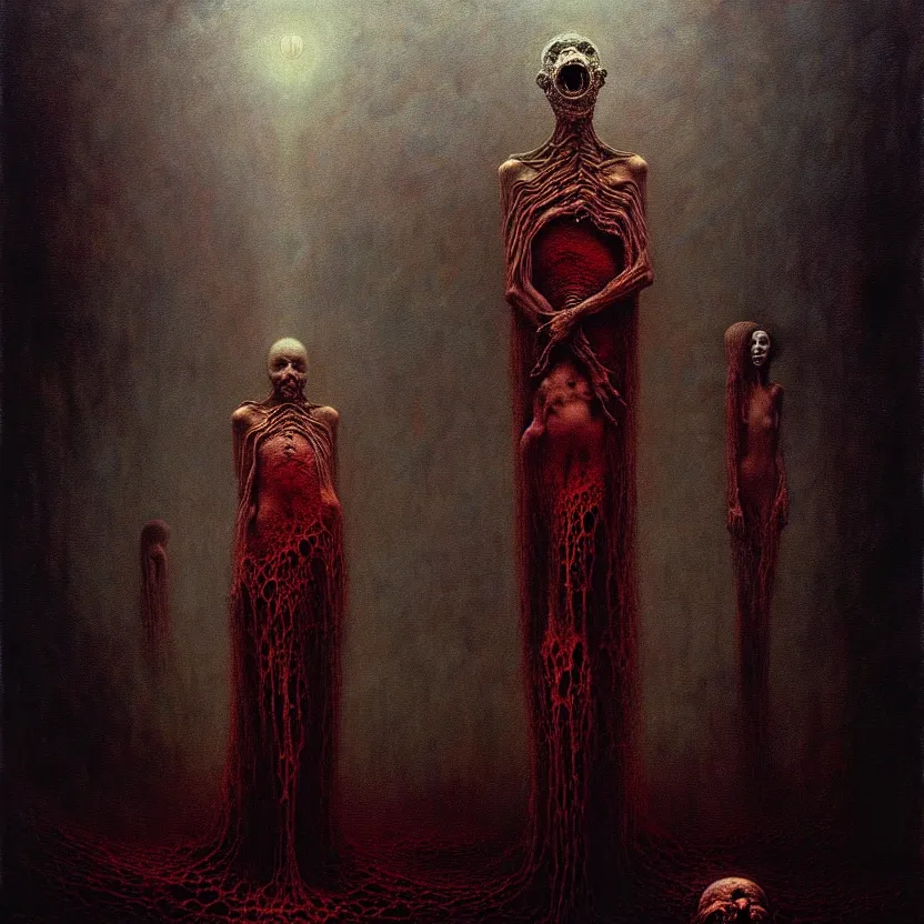 Image similar to a living nightmare due to rising fascism, cosmic horror, by zdzisław beksinski and greg rutkowski and esao andrews and salvador dali, oil on canvas, abstract, surreal, horror, dark, intricate textures, 3 5 mm, film shot