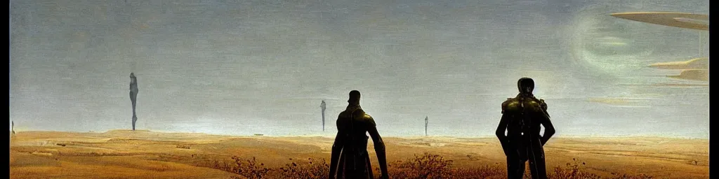 Image similar to cyborgs by caspar david friedrich