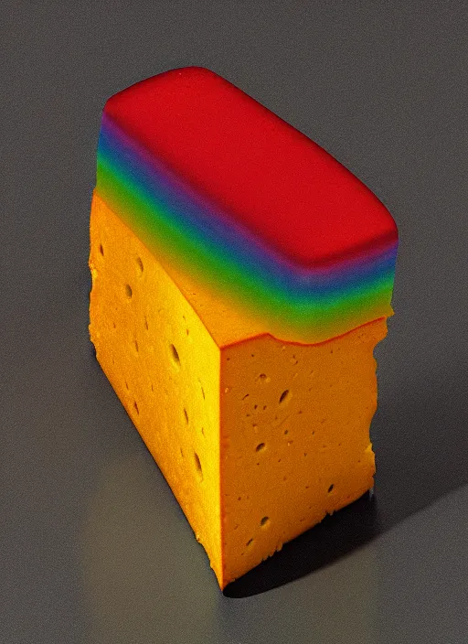 Image similar to rainbow piece of cheese, egon schiele, detailed, octane render