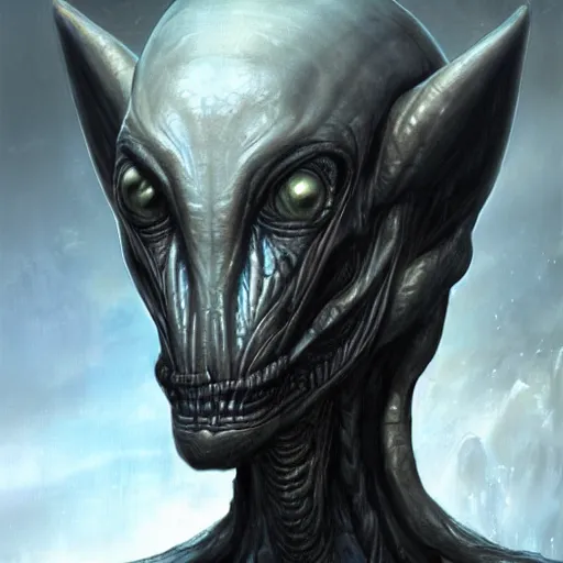 Image similar to generic alien being by raymond swanland, highly detailed