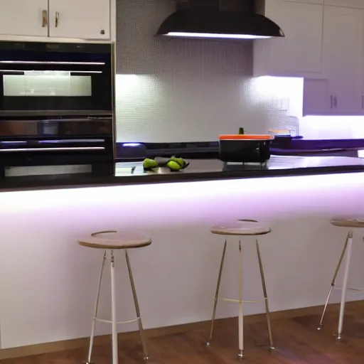 Image similar to kitchen plinth with led strip lights, homes and gardens, photo,