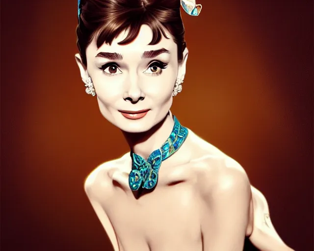 Image similar to photography of audrey hepburn in breakfast at tiffany's, deep focus, intricate, elegant, highly detailed, digital painting, artstation, concept art, matte, sharp focus, illustration, art by artgerm and greg rutkowski and alphonse mucha