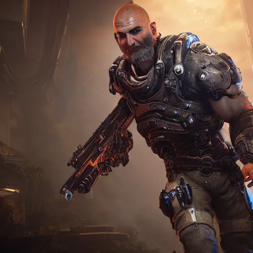 Image similar to veloceraptor in gears of war destiny 2 overwatch witcher 3 god of war tomb raider cyberpunk 2 0 7 7 doom, highly detailed, extremely high quality, hd, 4 k, professional photographer, 4 0 mp, lifelike, top - rated, award winning, realistic, detailed lighting, detailed shadows, sharp, edited, corrected, trending