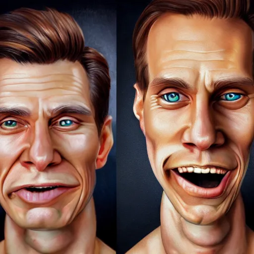 Image similar to Caricature portraits done of Jerma, realistic, hyperrealistic, very realistic, highly detailed, very detailed, extremely detailed, detailed, oil painting, digital art, trending on artstation