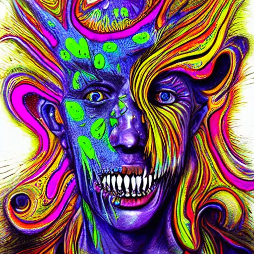 Image similar to psychedelic monster hyperrealism