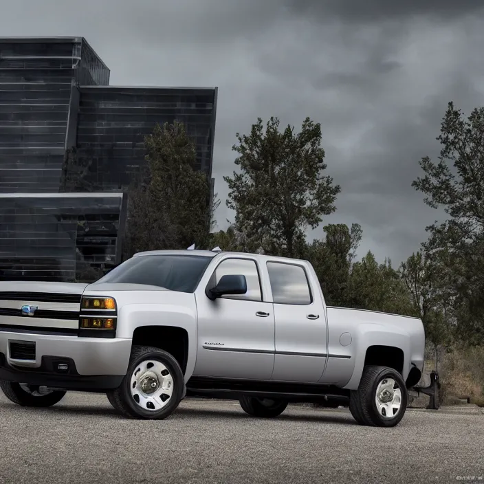 Prompt: futuristic 2006 silverado designed by Apple, natural light, detailed, CANON Eos C300, ƒ1.8, 35mm, 8K, medium-format print