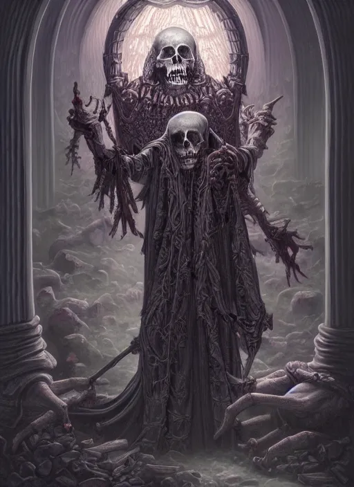 Image similar to fineart illustration of the necromancer, hyper detailed, fantasy surrealism, crisp