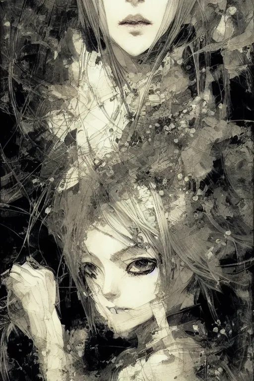 Prompt: portrait of anime woman, pen and ink, intricate line drawings, by craig mullins, ruan jia, kentaro miura, greg rutkowski