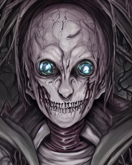 Image similar to an undead necromancer / knight with eyes that spiral in the style of studio ghibli in the style of junji ito trending on artstation deviantart pinterest furaffinity detailed realistic hd 8 k high resolution