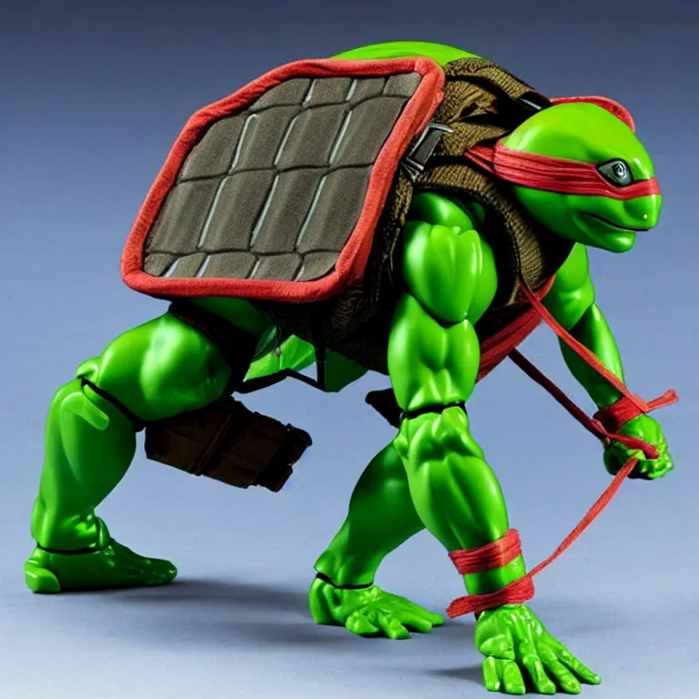 Image similar to leonardo tmnt action figure, 1 9 8 0 s, product shot, plastic toy, shiny, reflective, realistic, new in the package, unopened, mint codition