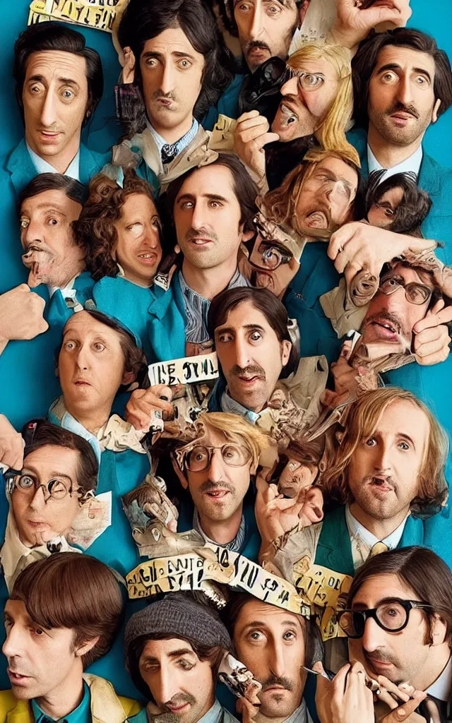 Image similar to “ a poster for the new movie directed by wes anderson starring owen wilson, adrien brody, and jason schwartzman ”