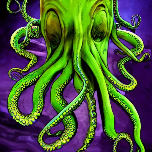 Image similar to zombified tribal octopus full body profile, trending on artstation, ultra fine detailed, hyper detailed, hd, concept art, digital painting