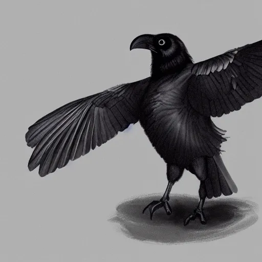 Prompt: illustration of a buff raven on steroids with muscles
