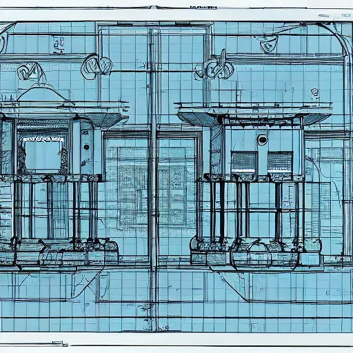 Image similar to very detailed blueprints of a working time machine